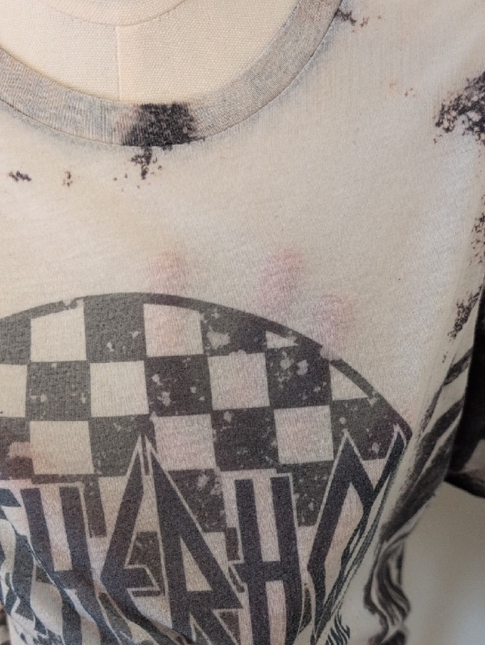 Motherhood Graphic Checkerboard Tee Black and White Tie Dyed Size 2X - Picture 5 of 9